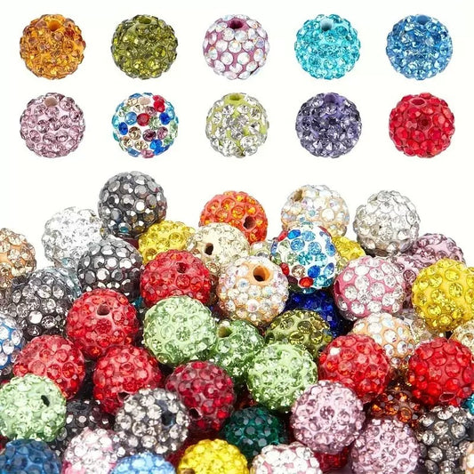 ✨ Sparkling Rhinestone Beads – DIY Jewelry Making Spacer Beads for Bracelets & Necklaces (10–12mm, Multi-Color)